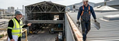  Trabajador sobre un edificio sin medidas de seguridad, prevención de riesgos laborales 