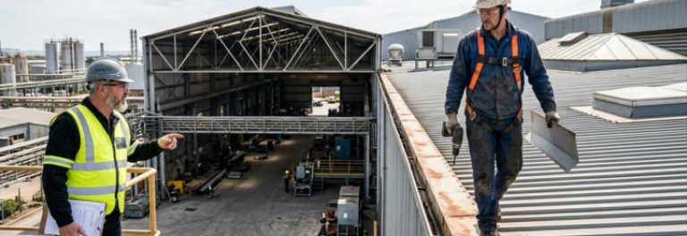  Trabajador sobre un edificio sin medidas de seguridad, prevención de riesgos laborales 
