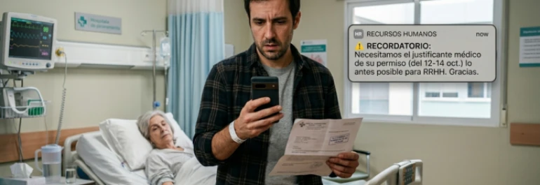 ¿Cómo puede la empresa justificar el permiso de cinco días por hospitalización o cuidado de un familiar sin vulnerar datos médicos?