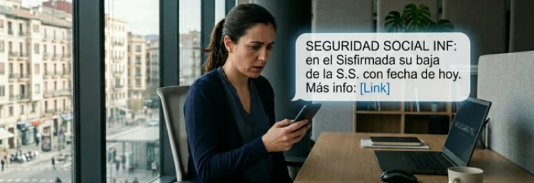  trabajadora recibe un sms de baja en la seguridad social 