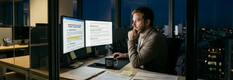  trabajador en la oficina en horario nocturno 