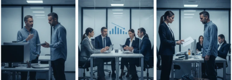  Secuencia de trabajador hablando la RLT que luego habla con la empresa que luego despide al trabajador 