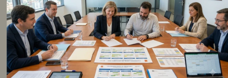  Trabajadores con comité de empresa pactando sistema de vacaciones en junta 