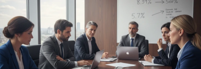  Junta en oficina analizando la subida salarial 