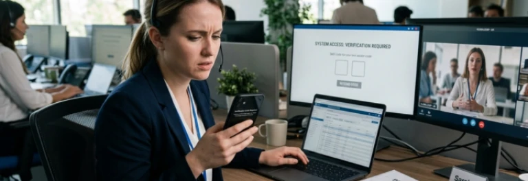  trabajadora usando su movil personal en el trabajo y usando sus datos personales de autenticacion 