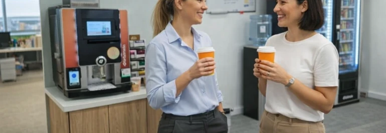  trabajadores en su pausa de café durante el trabajo 