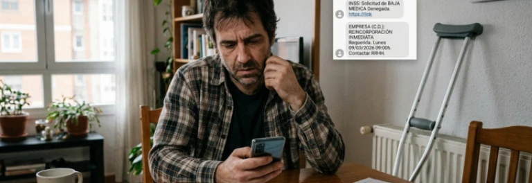  trabajador de baja medica recibe un sms de notificacion del alta medica 