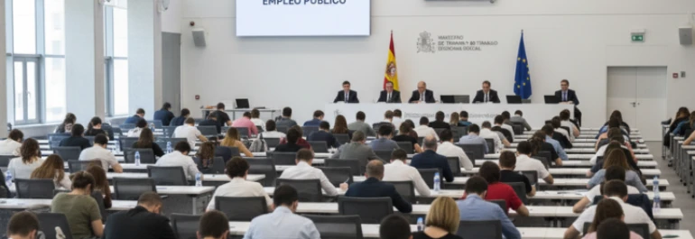  Grupo de opositores presentándose al examen 