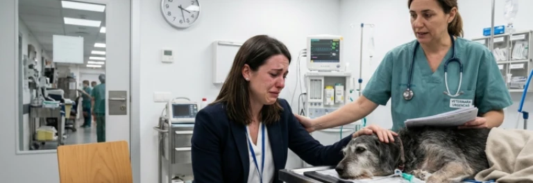  trabajadora va a la clinica veterinaria a eutanasiar a su perro durnate el horario de trabajo 